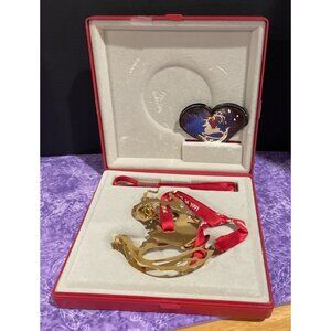Georg Jensen 1991 Deer Gold 24 Karat Christmas‎ Holiday Ornament Box Denmark VTG